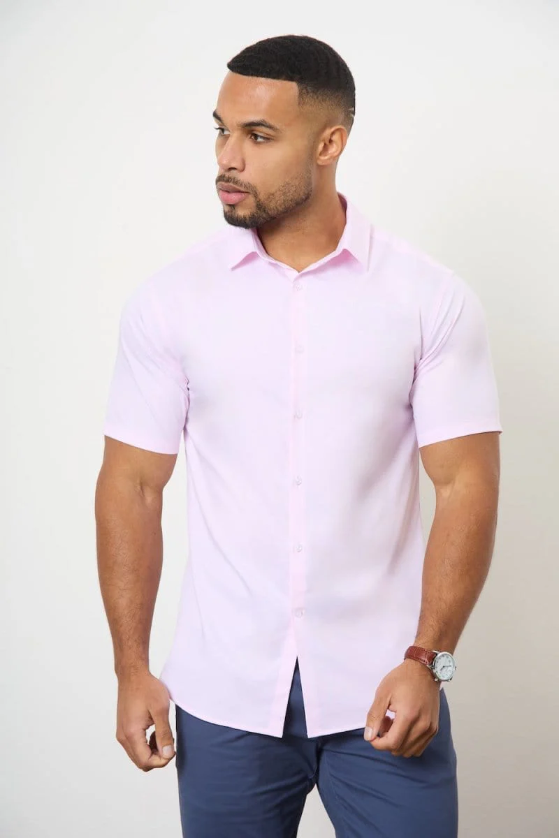 Short Sleeve Bamboo Shirt in Pink - Image 4