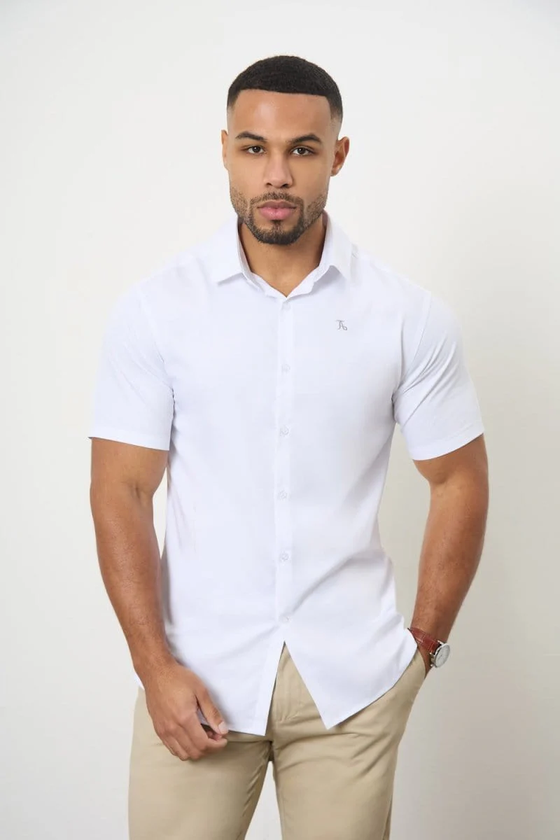 Short Sleeve Bamboo Shirt in White - Image 4