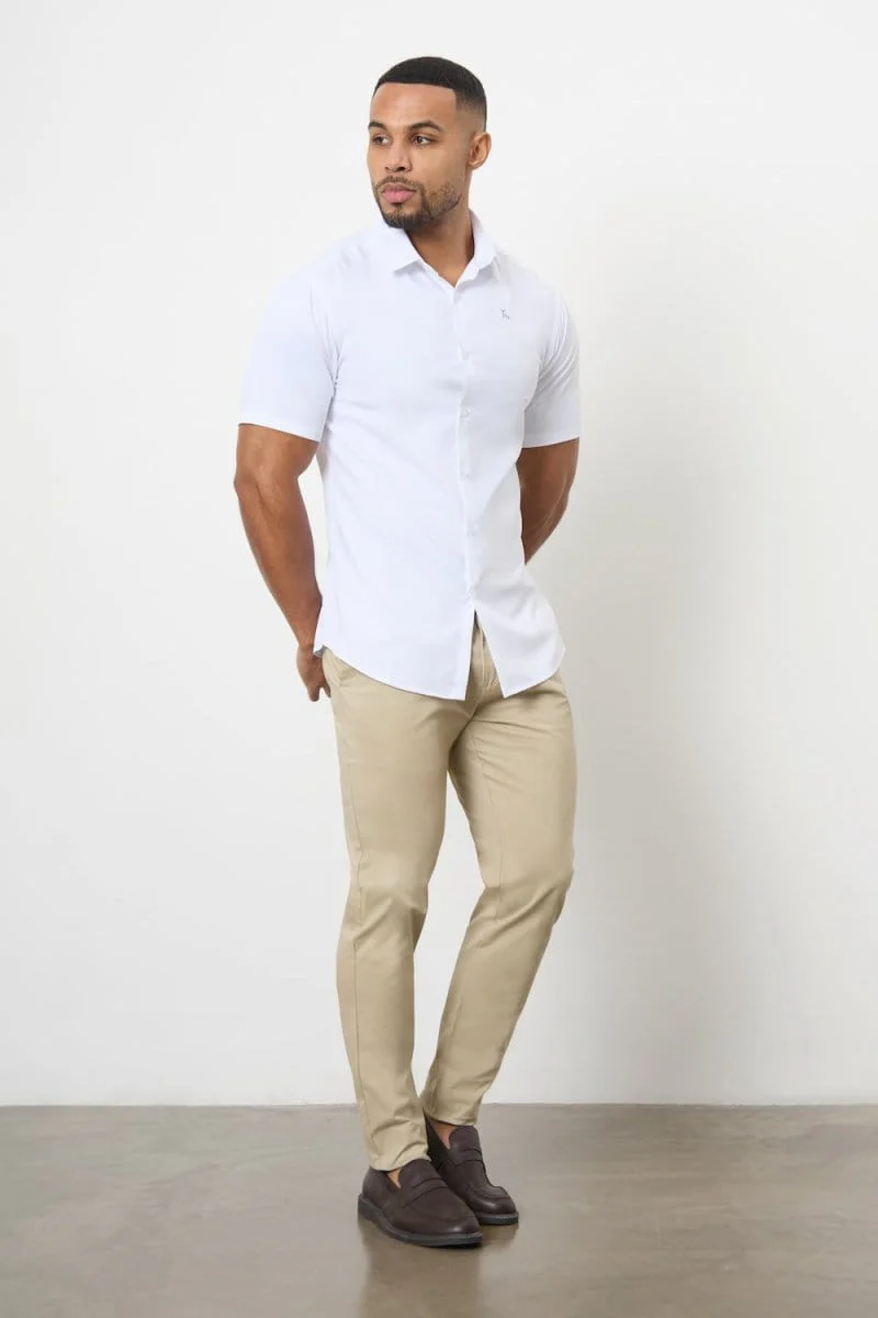 Short Sleeve Bamboo Shirt in White - Image 5