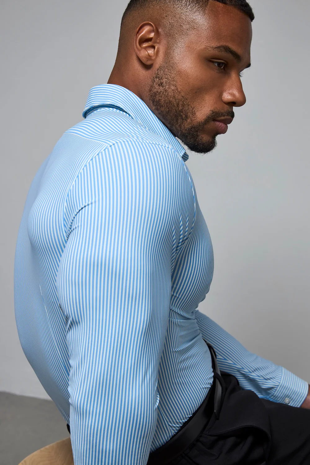 Striped Stretch Formal Shirt in Blue - Image 6