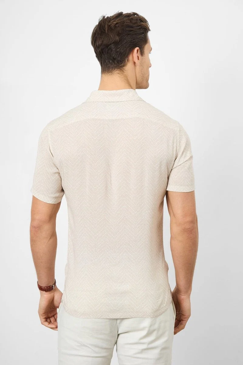 Printed Shirt in Neutral Chevron - Image 6
