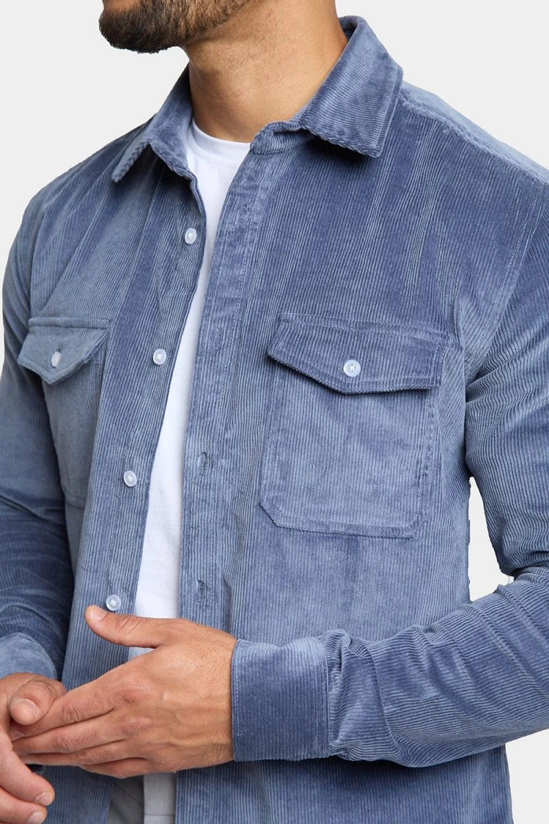 Cord Overshirt in Airforce Blue - Image 3