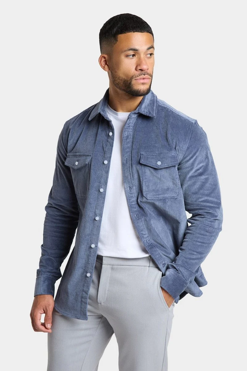 Cord Overshirt in Airforce Blue - Image 5