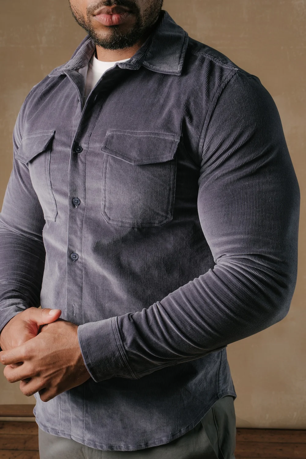 Cord Overshirt in Slate Blue