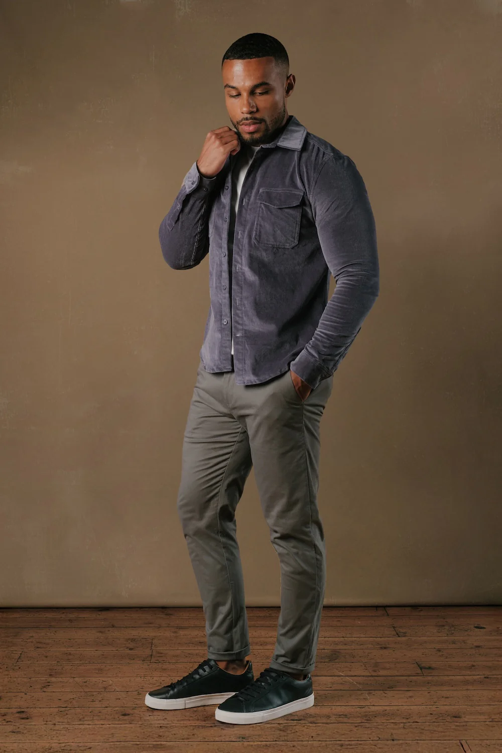 Cord Overshirt in Slate Blue - Image 2