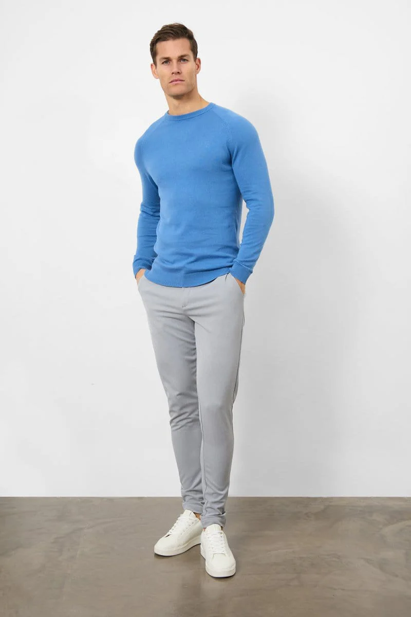 Cotton Crew Neck in Ocean Blue - Image 2