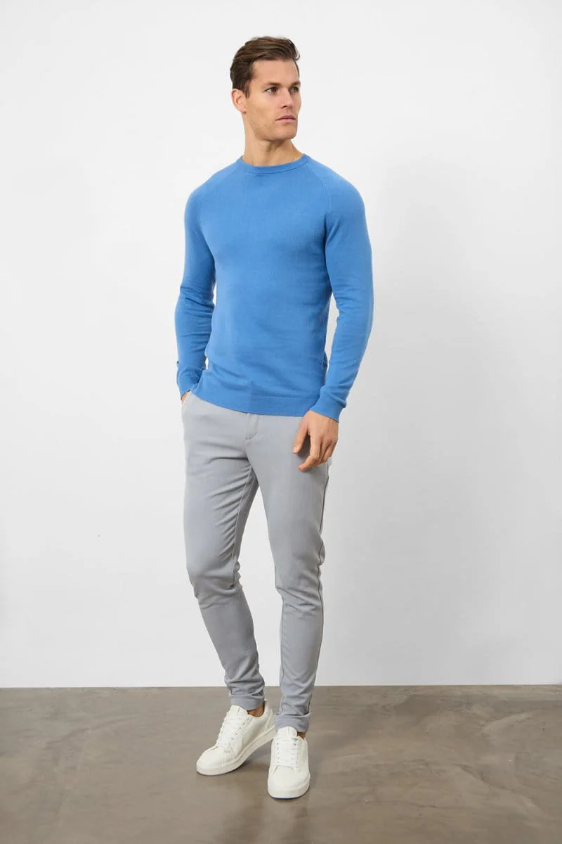 Cotton Crew Neck in Ocean Blue - Image 4
