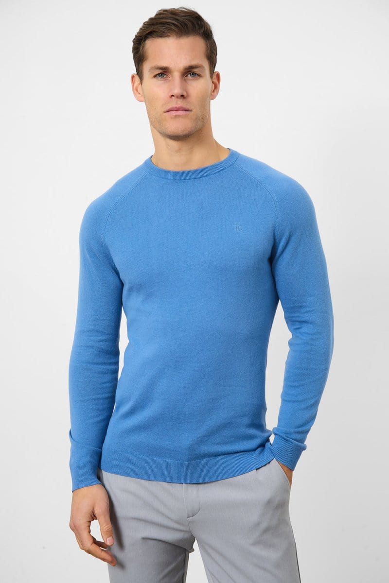 Cotton Crew Neck in Ocean Blue - Image 5