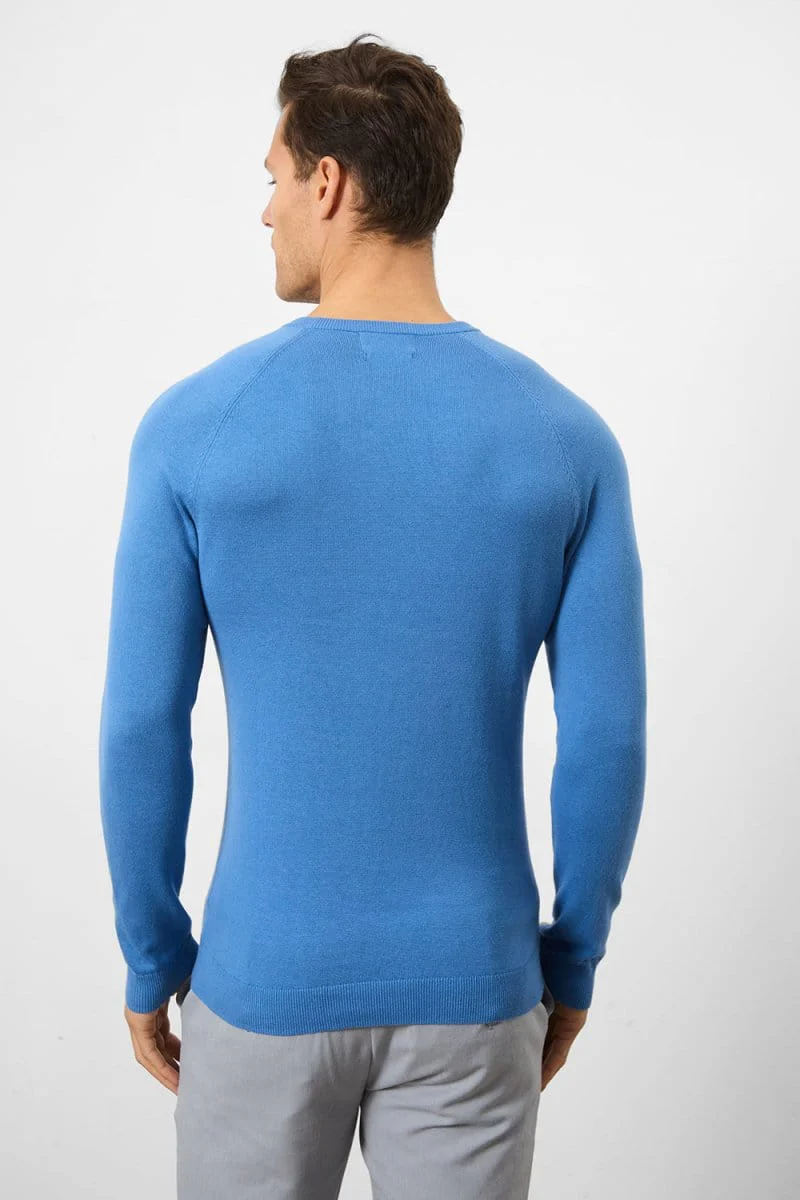 Cotton Crew Neck in Ocean Blue - Image 6