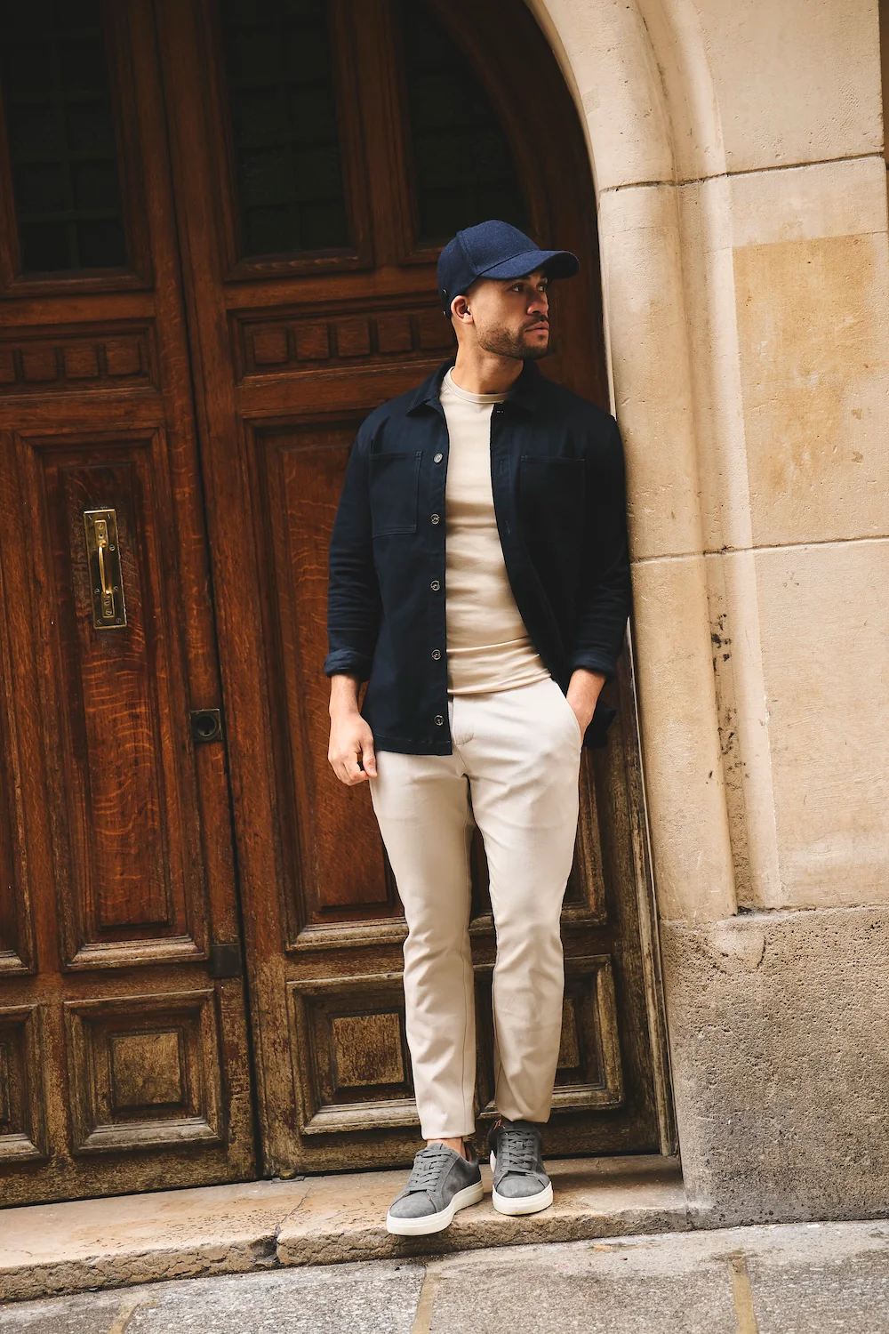 Cotton Rich Overshirt in Navy - Image 3