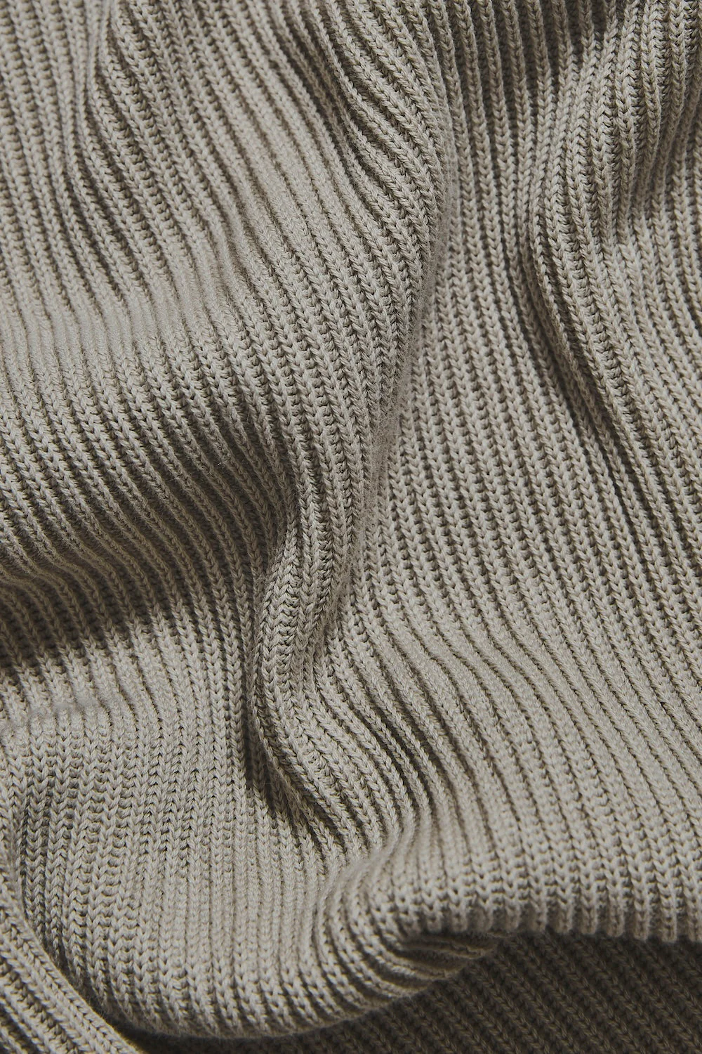 Cotton Textured Knitted Half Zip Polo Shirt in Stone - Image 7