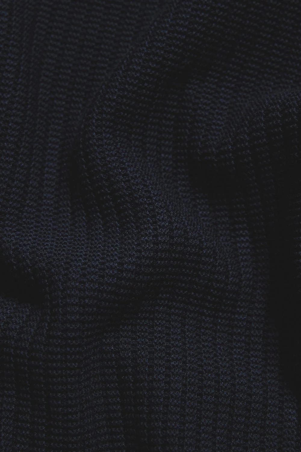 Cotton Textured Knitted Open Collar Polo Shirt in Navy - Image 8