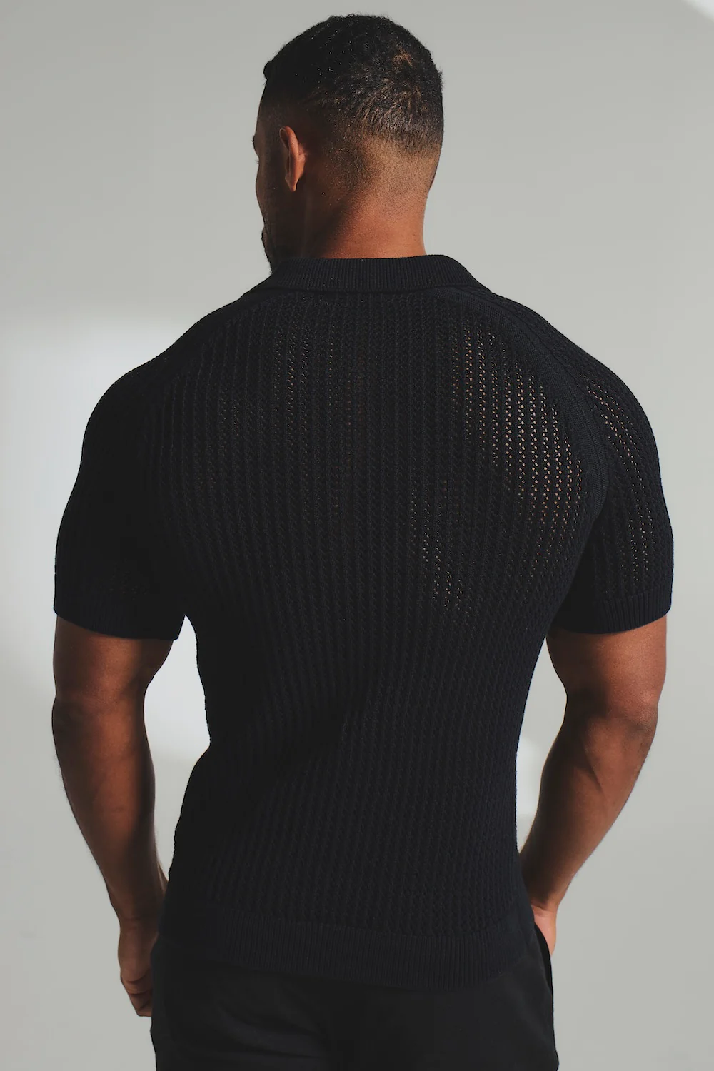 Crochet Knitted Shirt in Black - Image 6