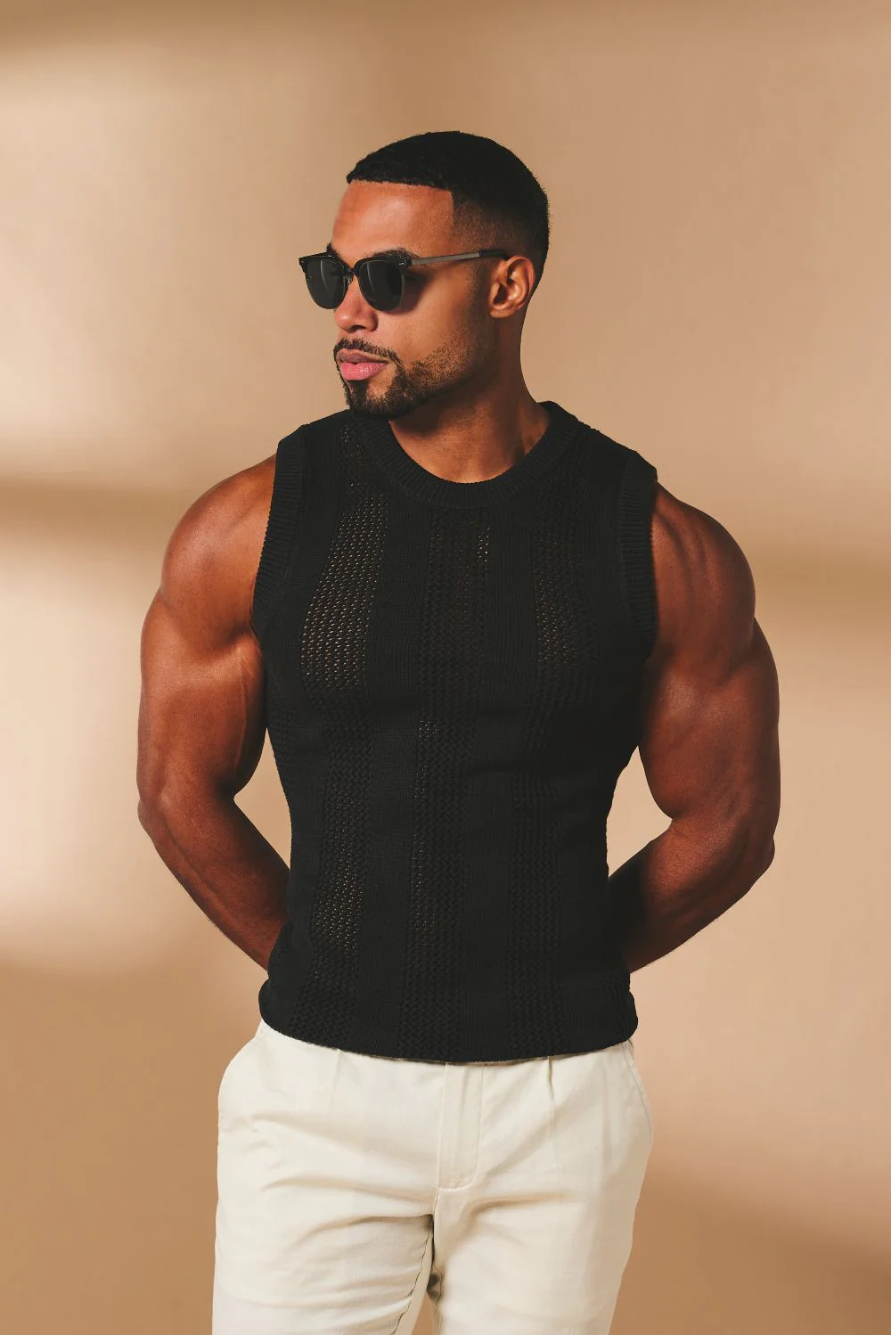 Crochet Knitted Vest in Black