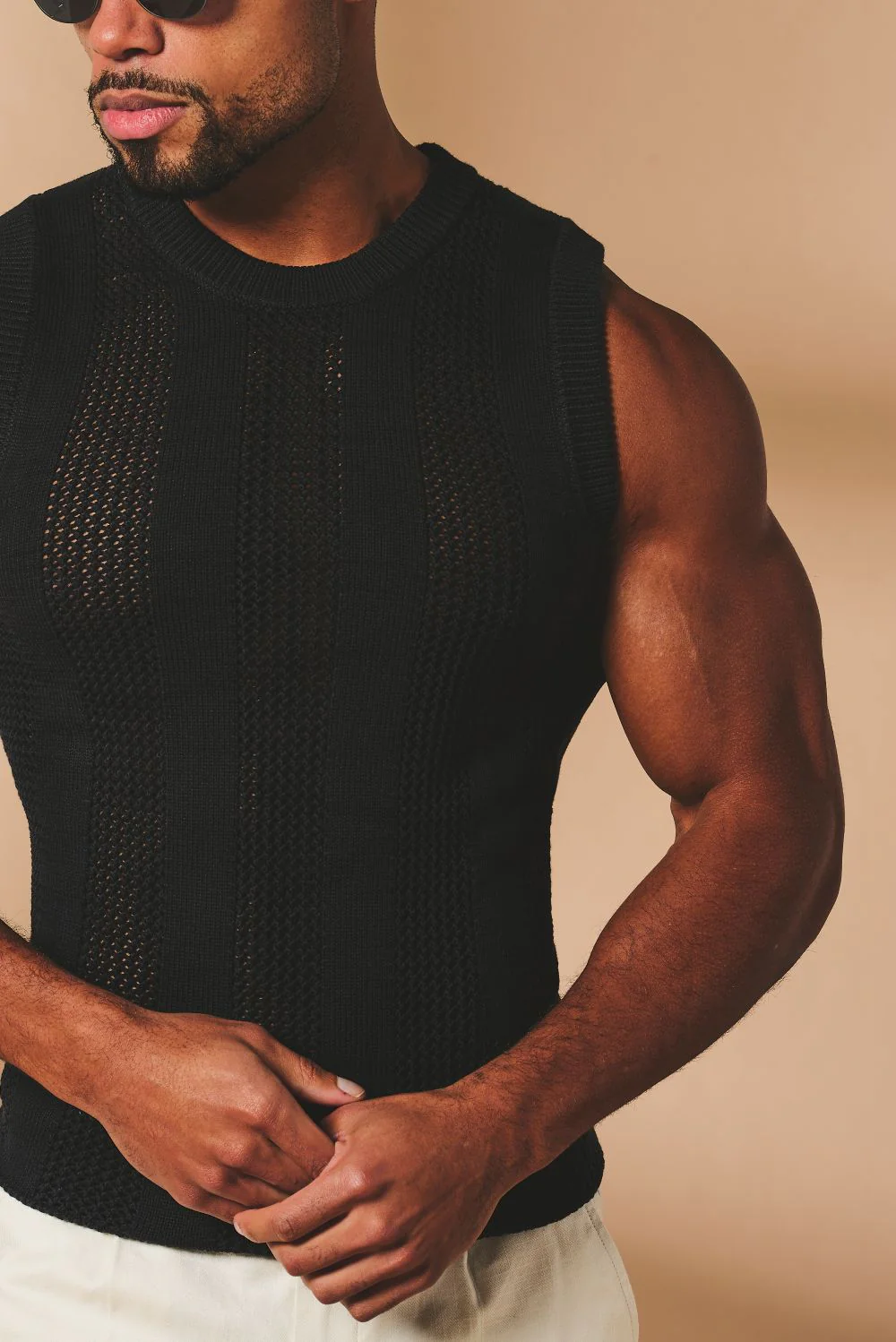 Crochet Knitted Vest in Black - Image 4