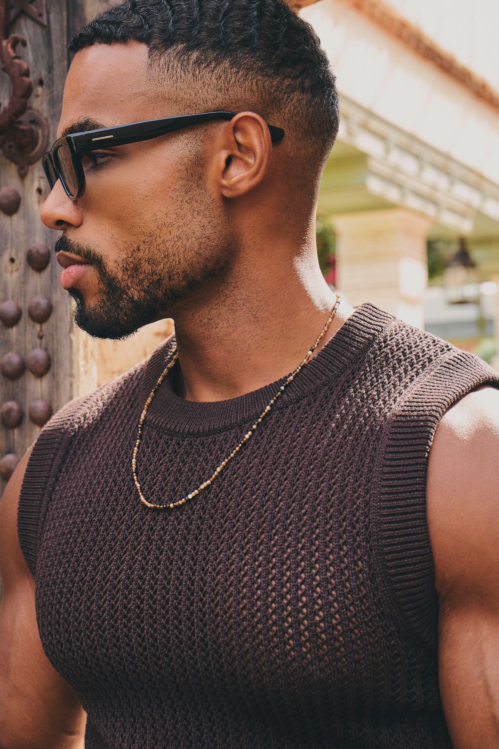 Crochet Knitted Vest in Chocolate - Image 2
