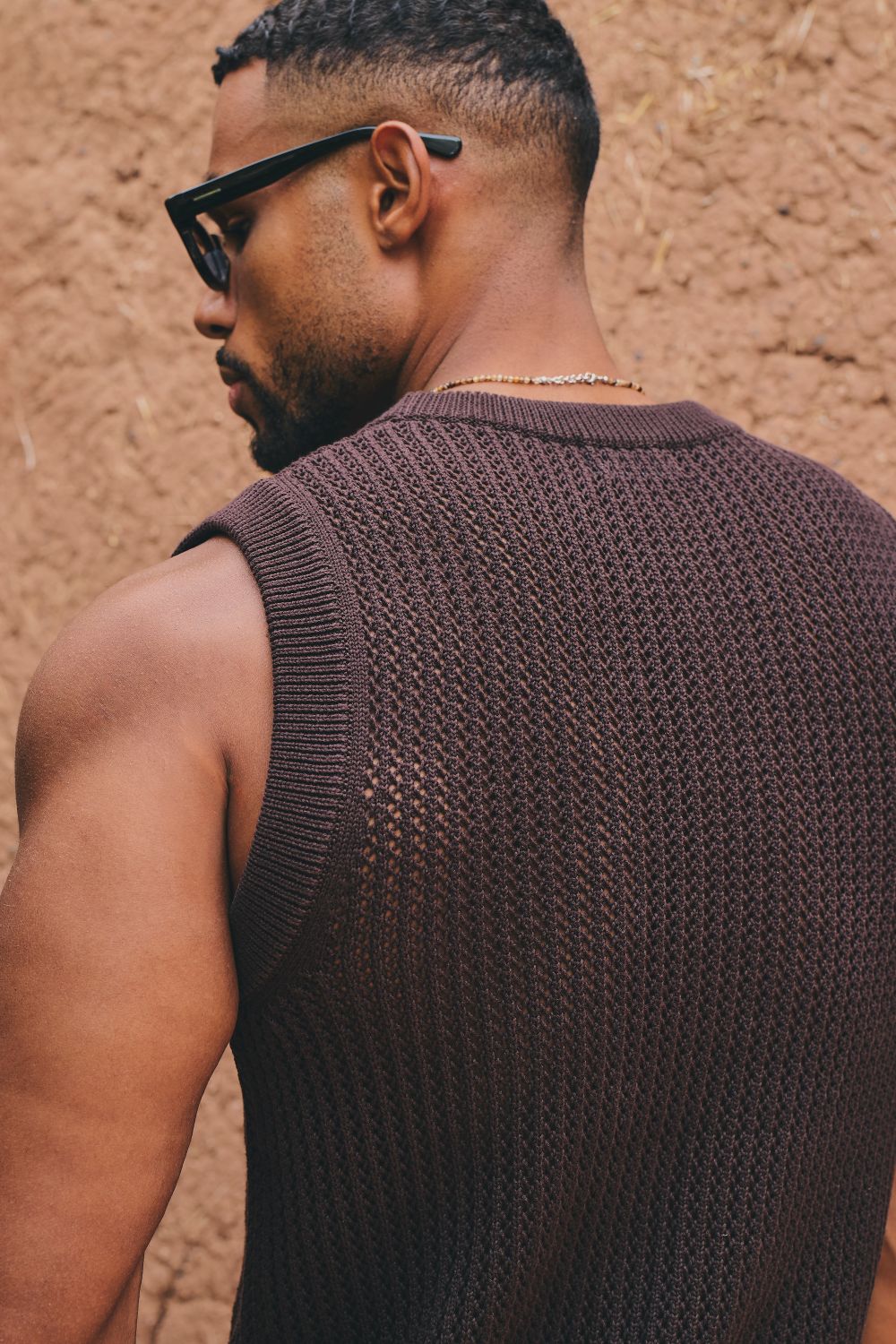 Crochet Knitted Vest in Chocolate - Image 7
