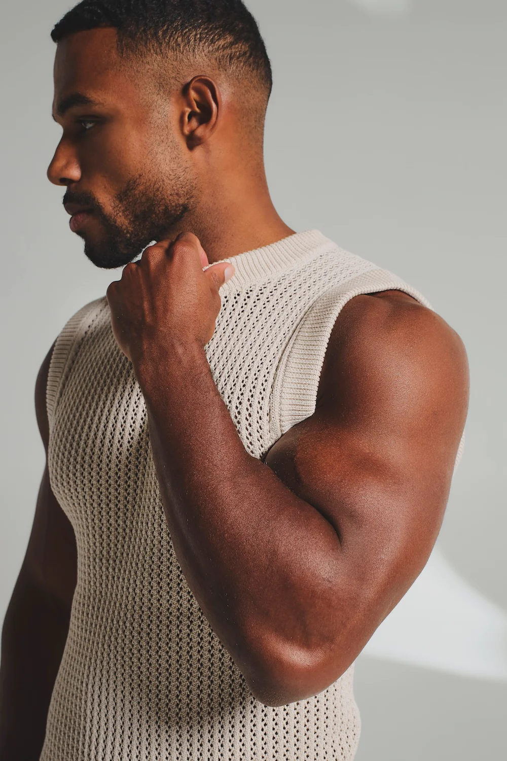 Crochet Knitted Vest in Neutral - Image 2