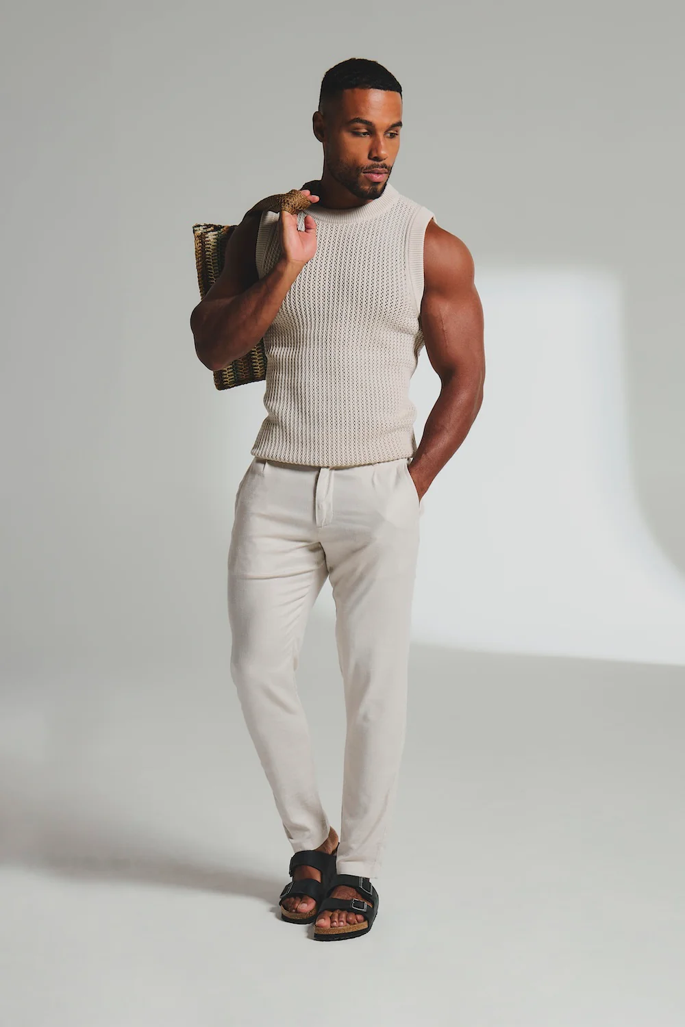 Crochet Knitted Vest in Neutral - Image 3