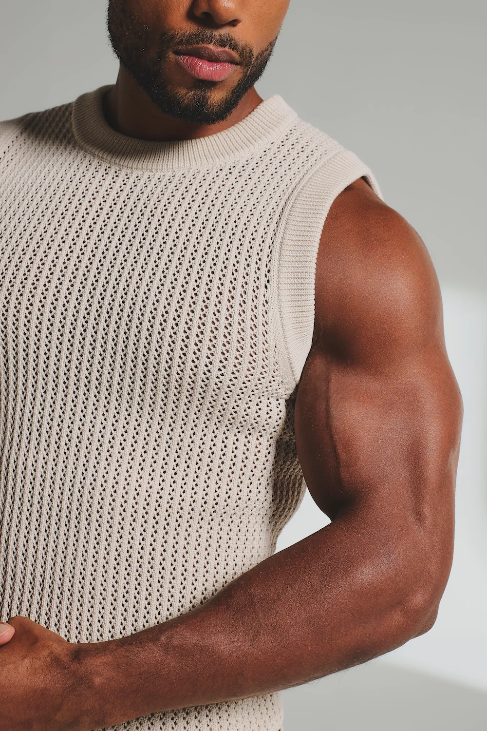 Crochet Knitted Vest in Neutral - Image 4