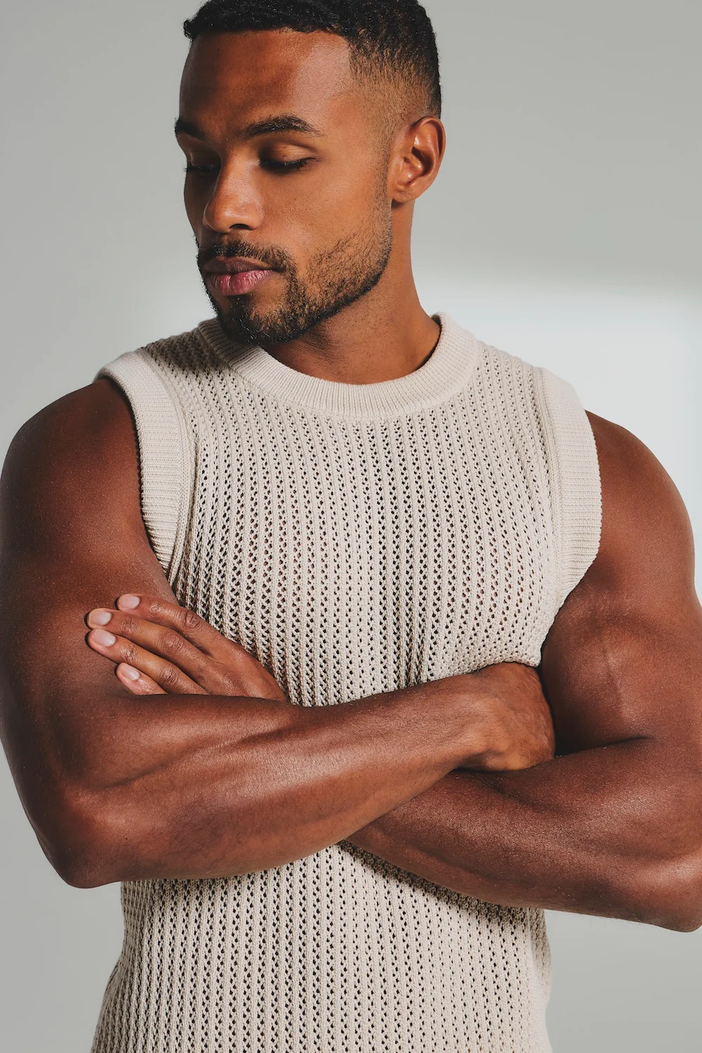 Crochet Knitted Vest in Neutral - Image 5