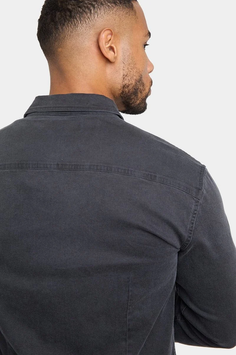 Denim Shirt in Dark Grey - Image 6