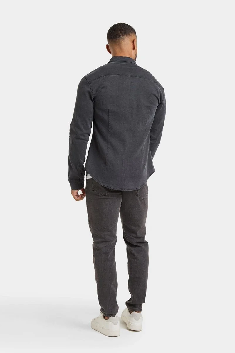 Denim Shirt in Dark Grey - Image 7