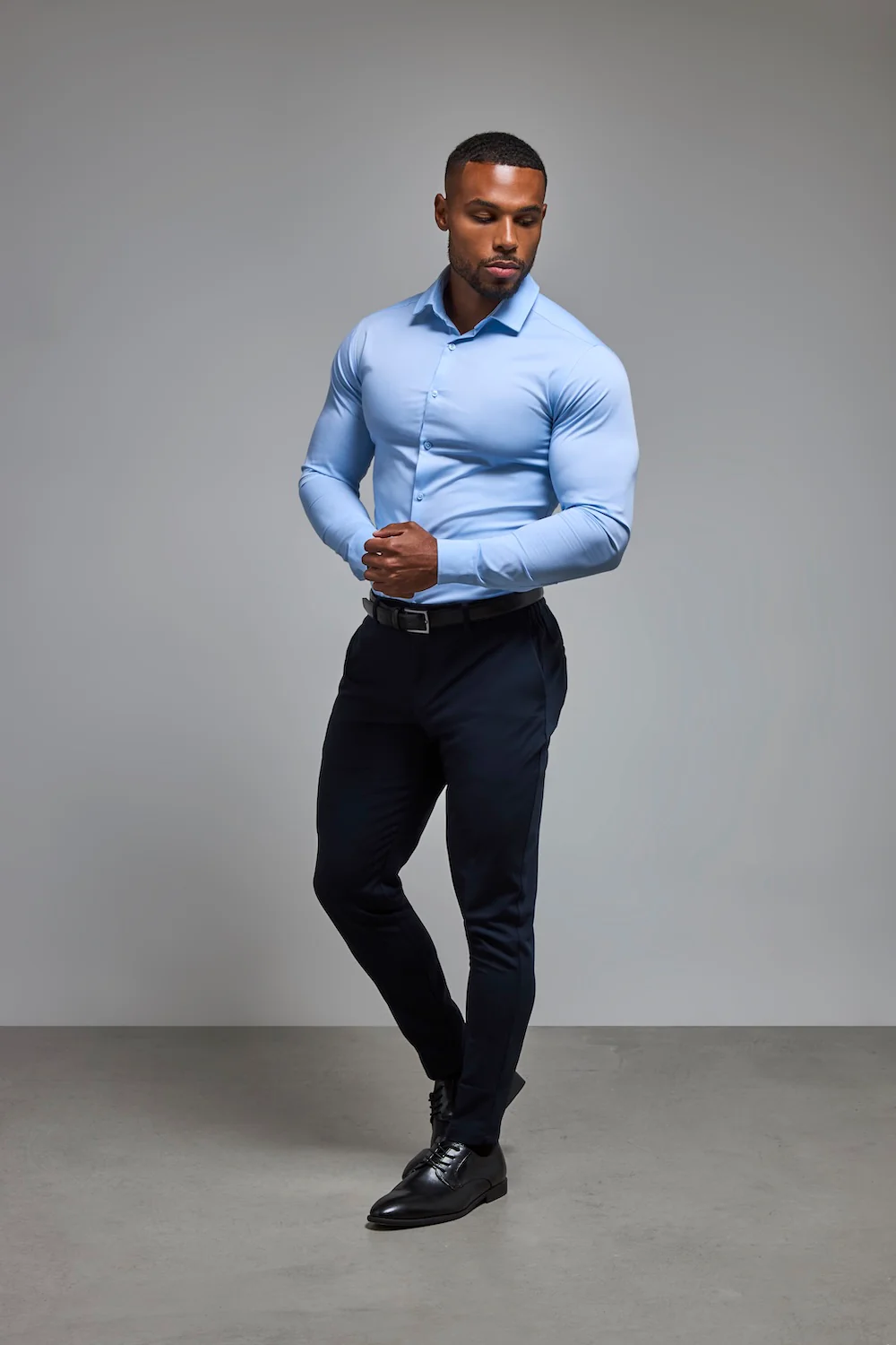 Muscle Fit Dress Shirt in Light Blue - Image 3