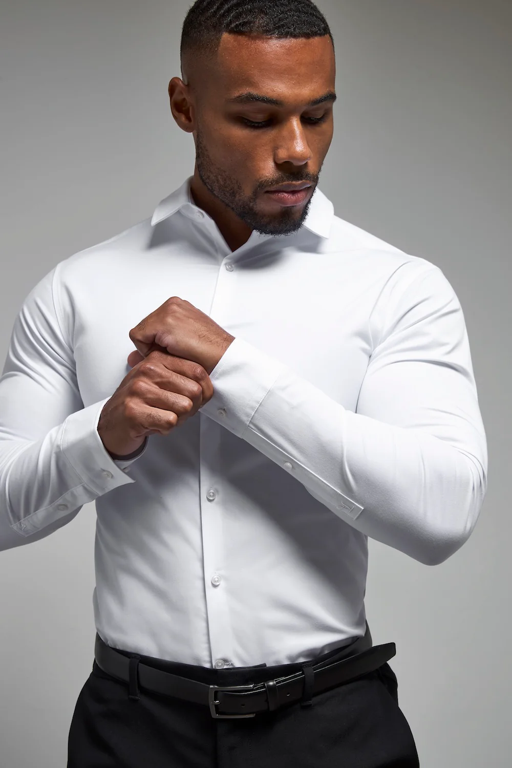 Muscle Fit Dress Shirt in White - Image 4