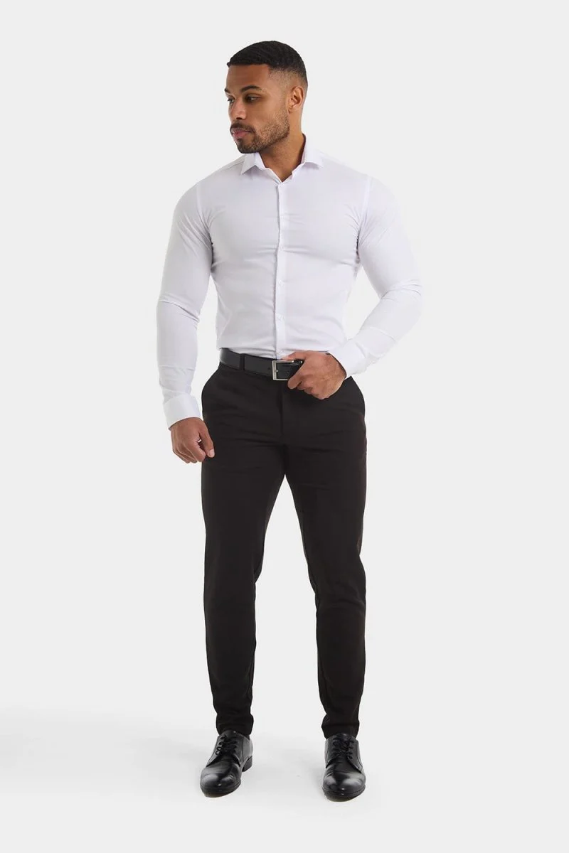 Muscle Fit Cutaway Collar Shirt in White - Image 2