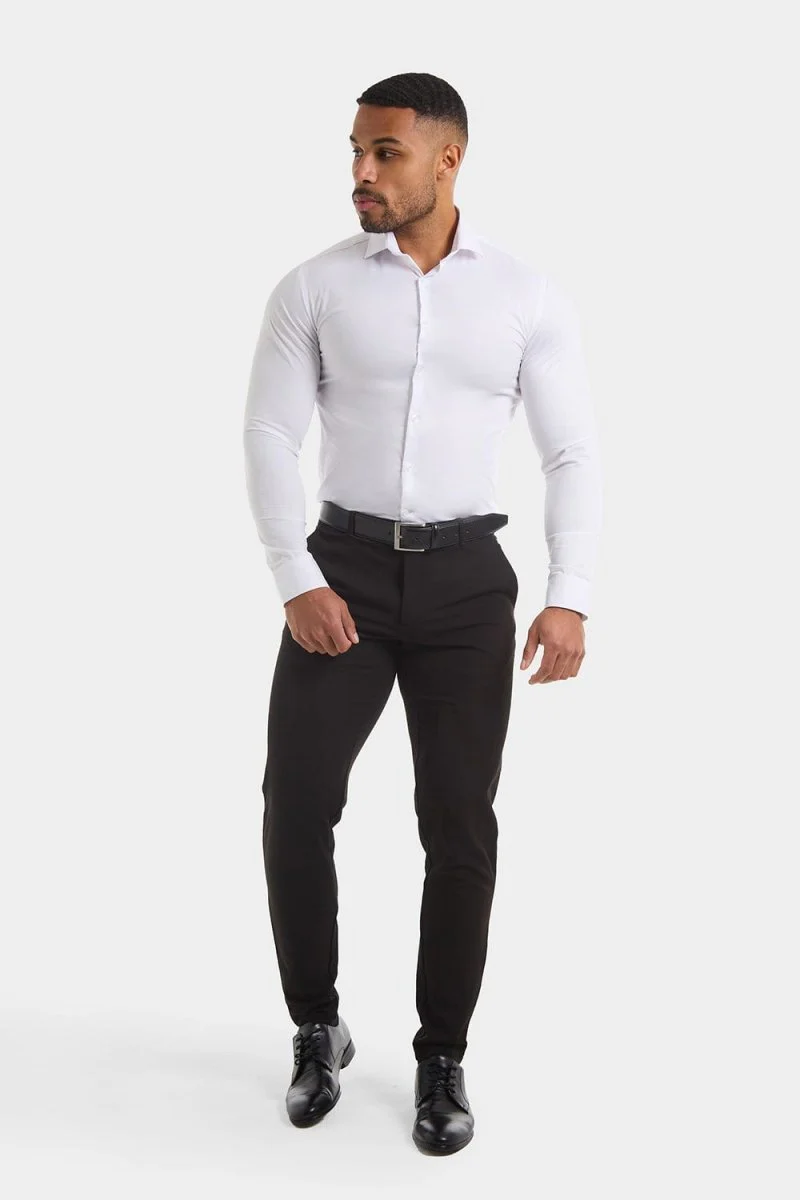 Muscle Fit Cutaway Collar Shirt in White - Image 5