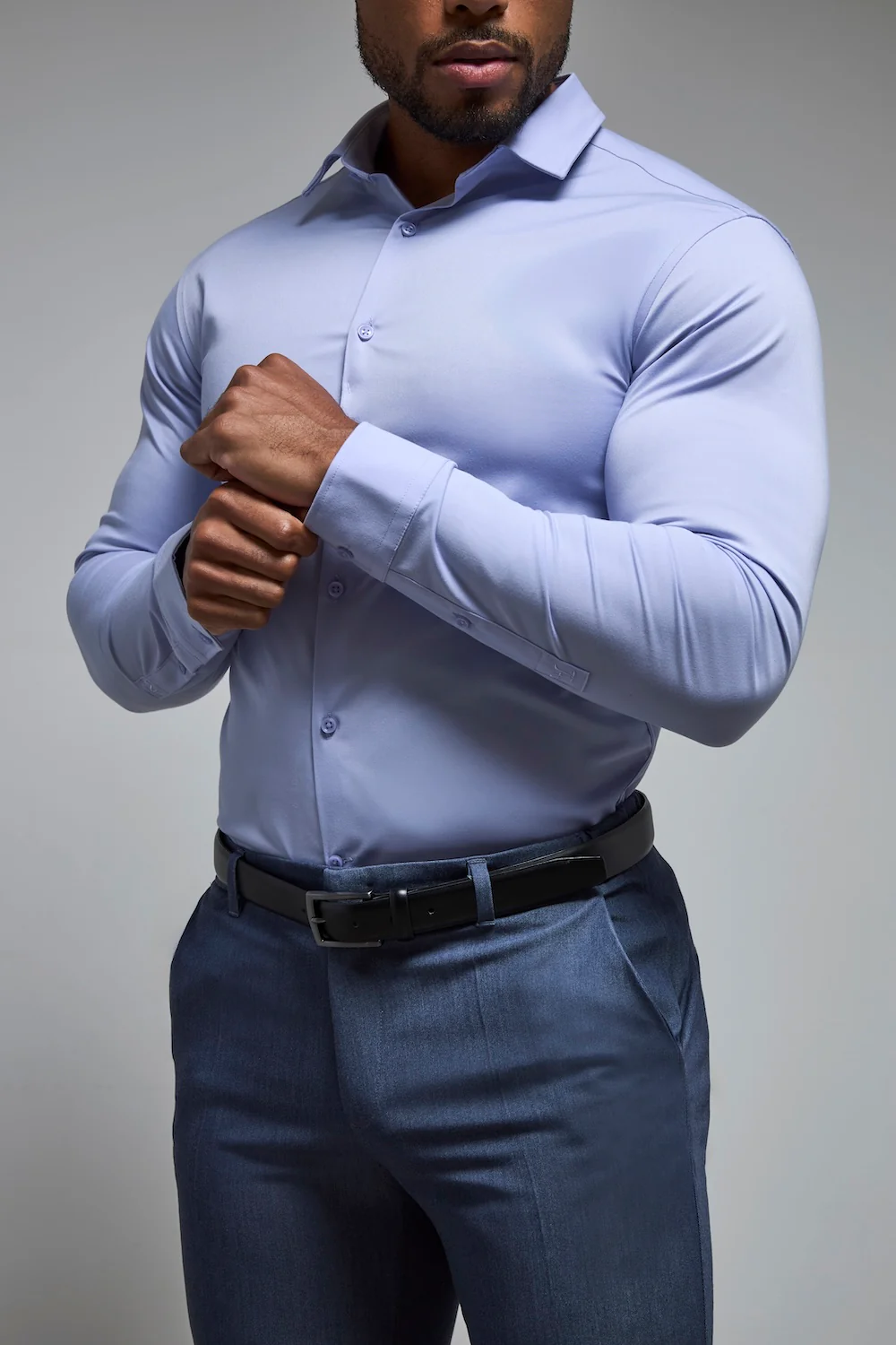 Muscle Fit Dress Shirt in Lilac - Image 7