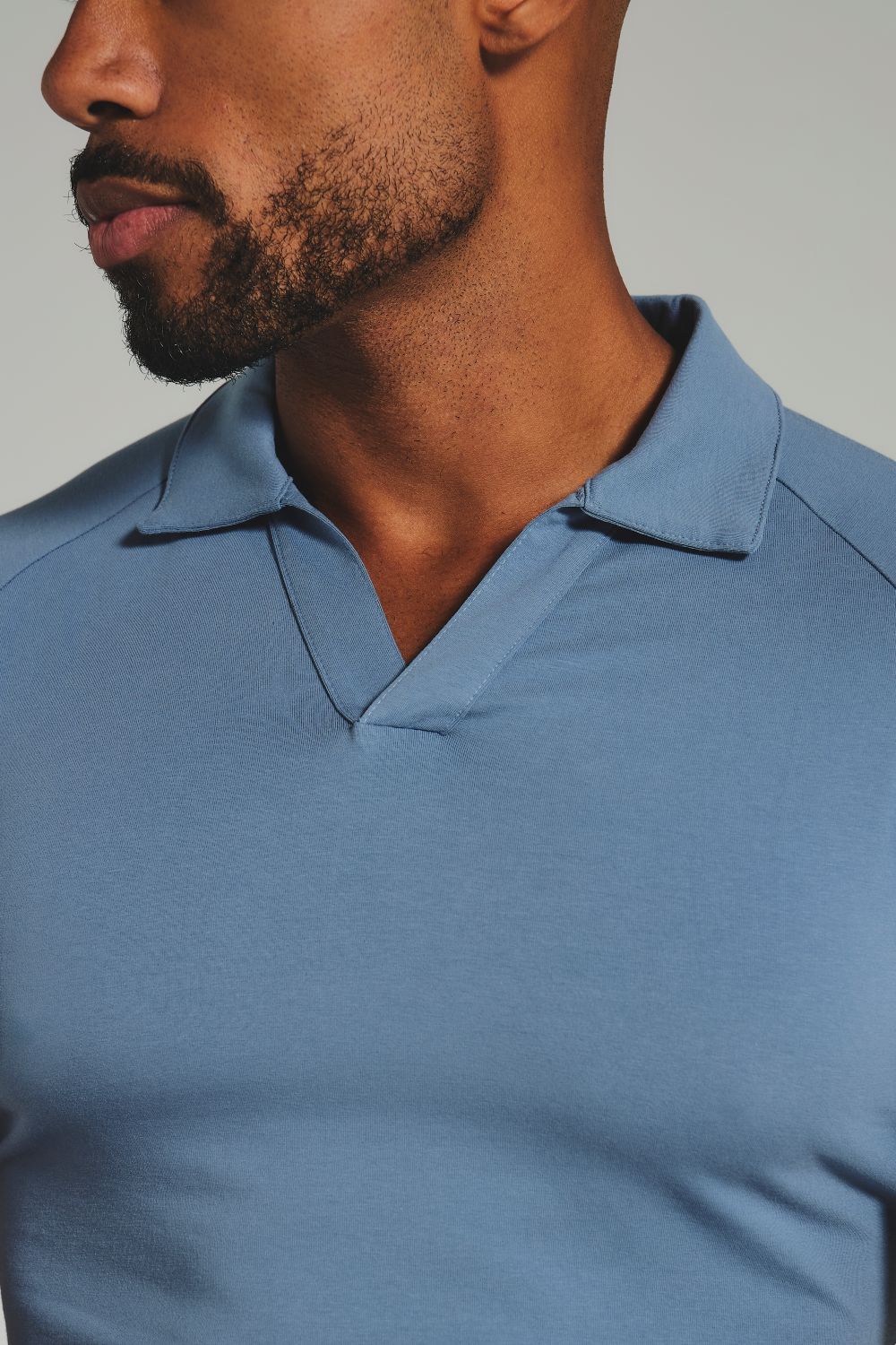 Essential Jersey Buttonless Polo Shirt in Airforce - Image 4