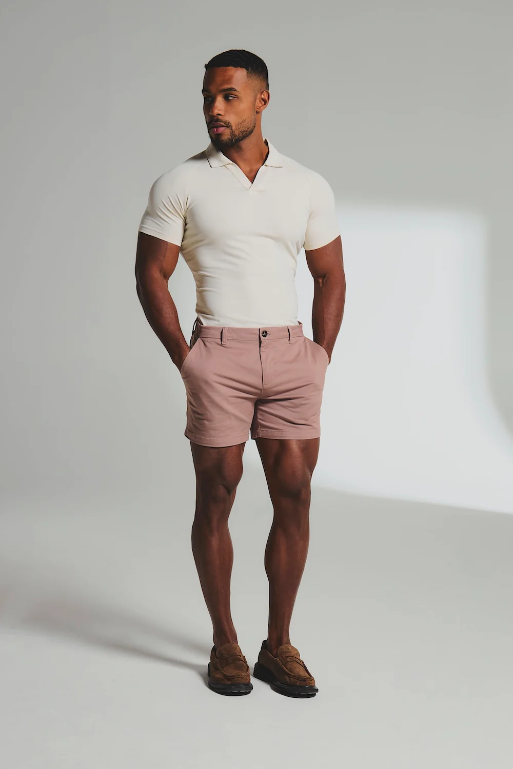 Essential Jersey Buttonless Polo Shirt in Alabaster - Image 3