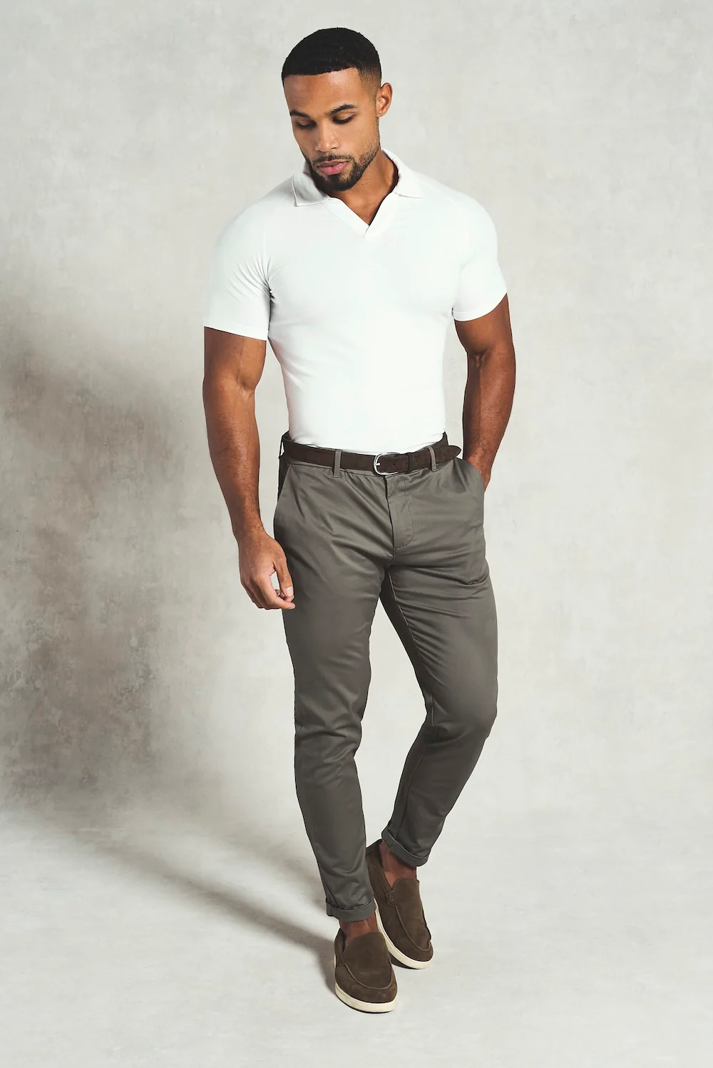 Essential Jersey Buttonless Polo Shirt in White - Image 3