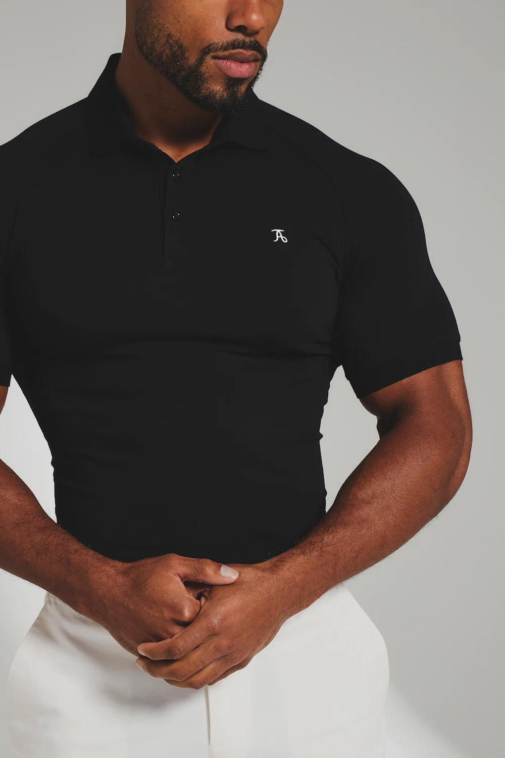 Muscle Fit Polo Shirt in Black - Image 2