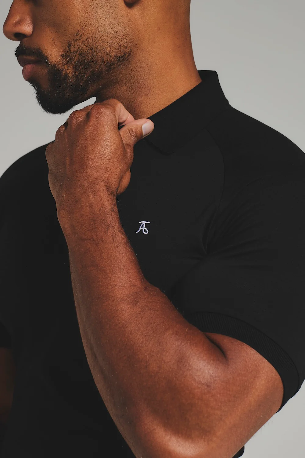 Muscle Fit Polo Shirt in Black - Image 3