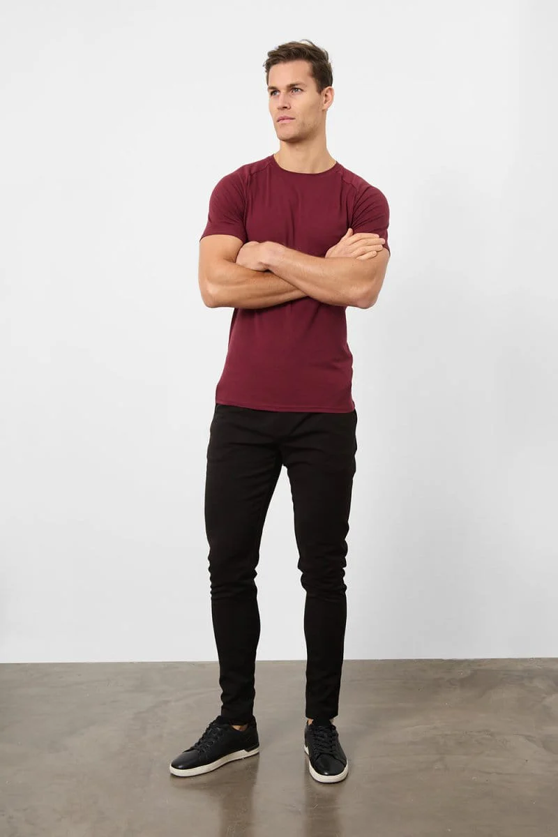 Premium Muscle Fit T-Shirt in Burgundy - Image 2