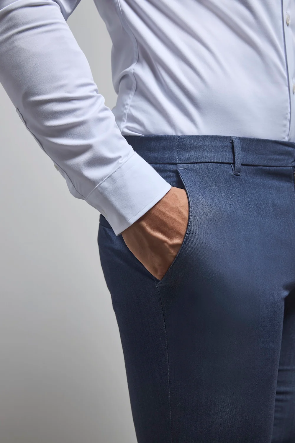 Muscle Fit Essential Trousers in Chambray - Image 3