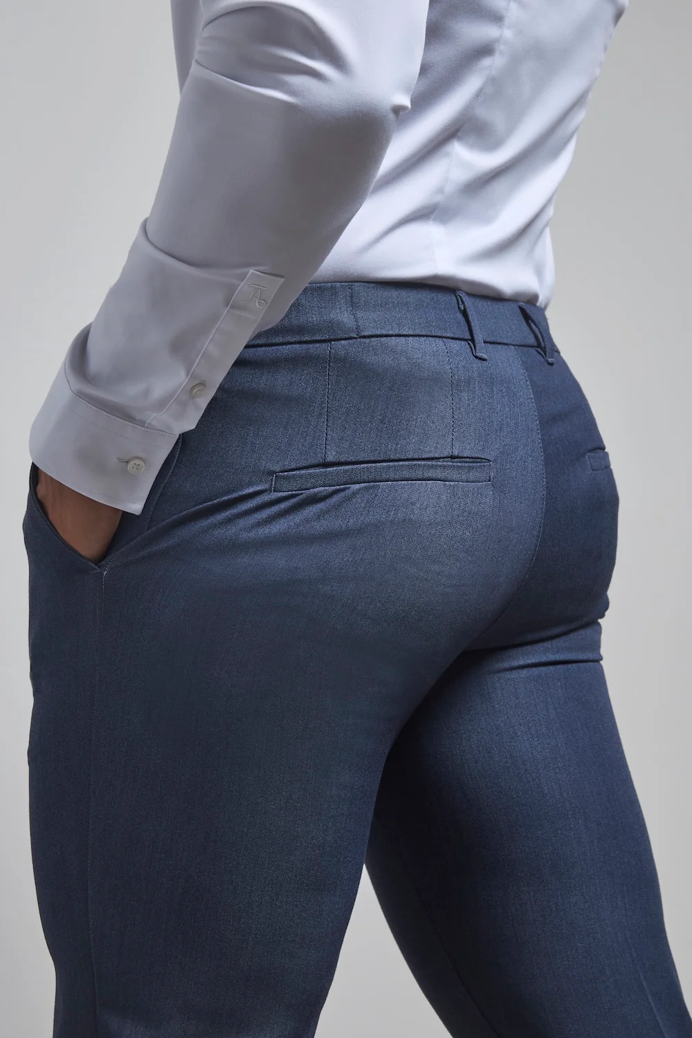 Muscle Fit Essential Trousers in Chambray - Image 4