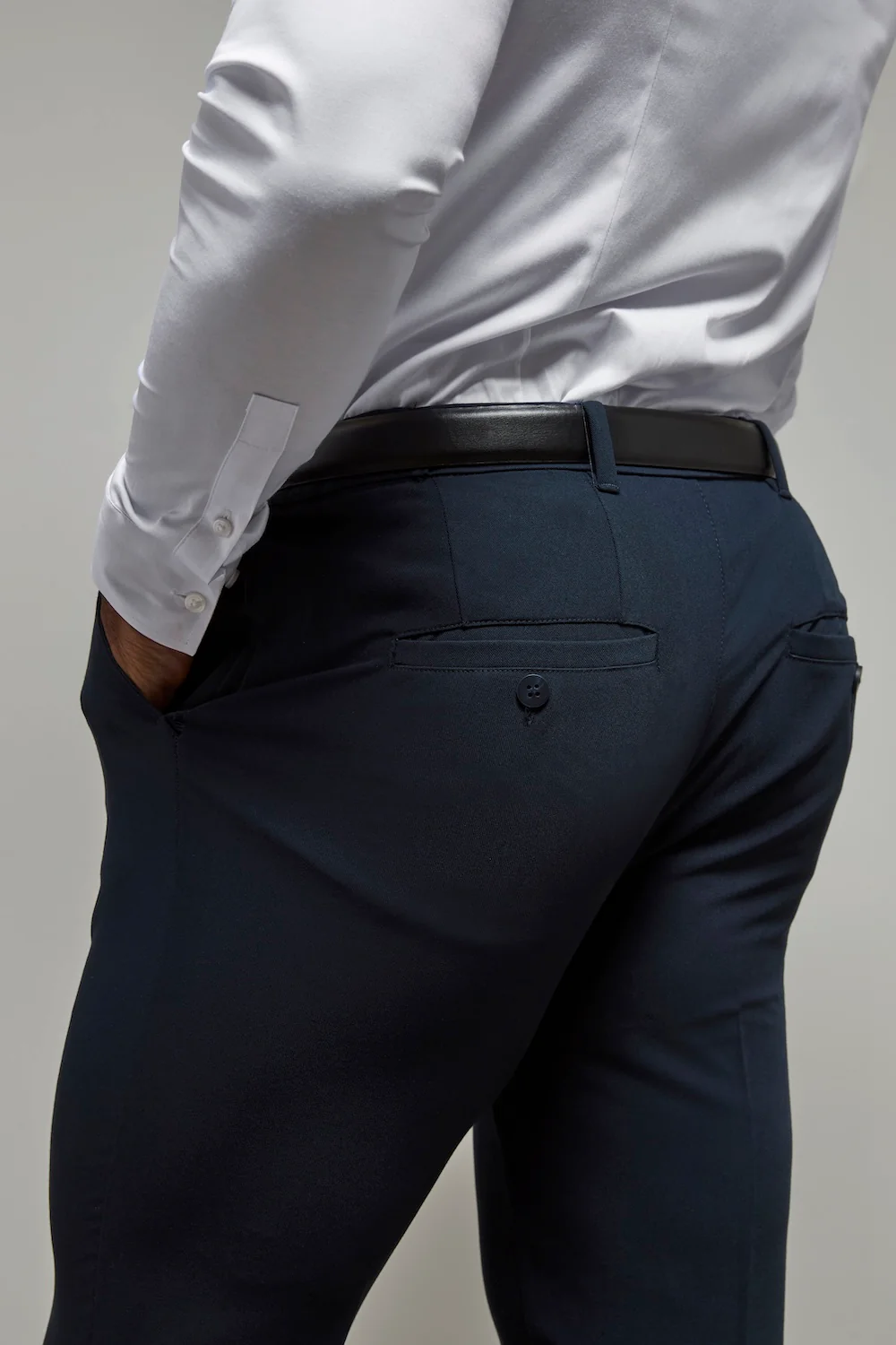 Muscle Fit Essential Trousers in Navy - Image 4