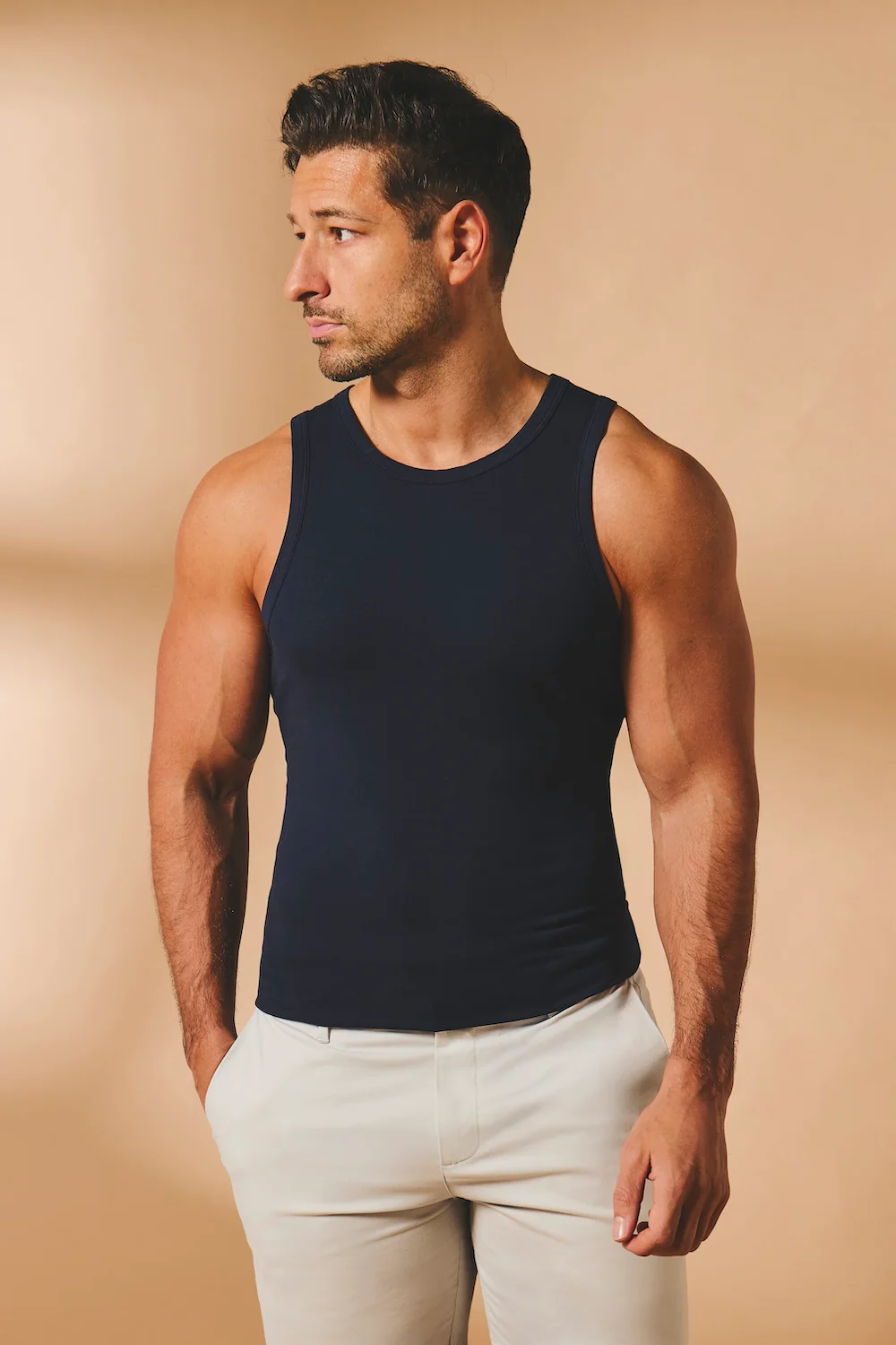 Muscle Fit Vest in True Navy - Image 2