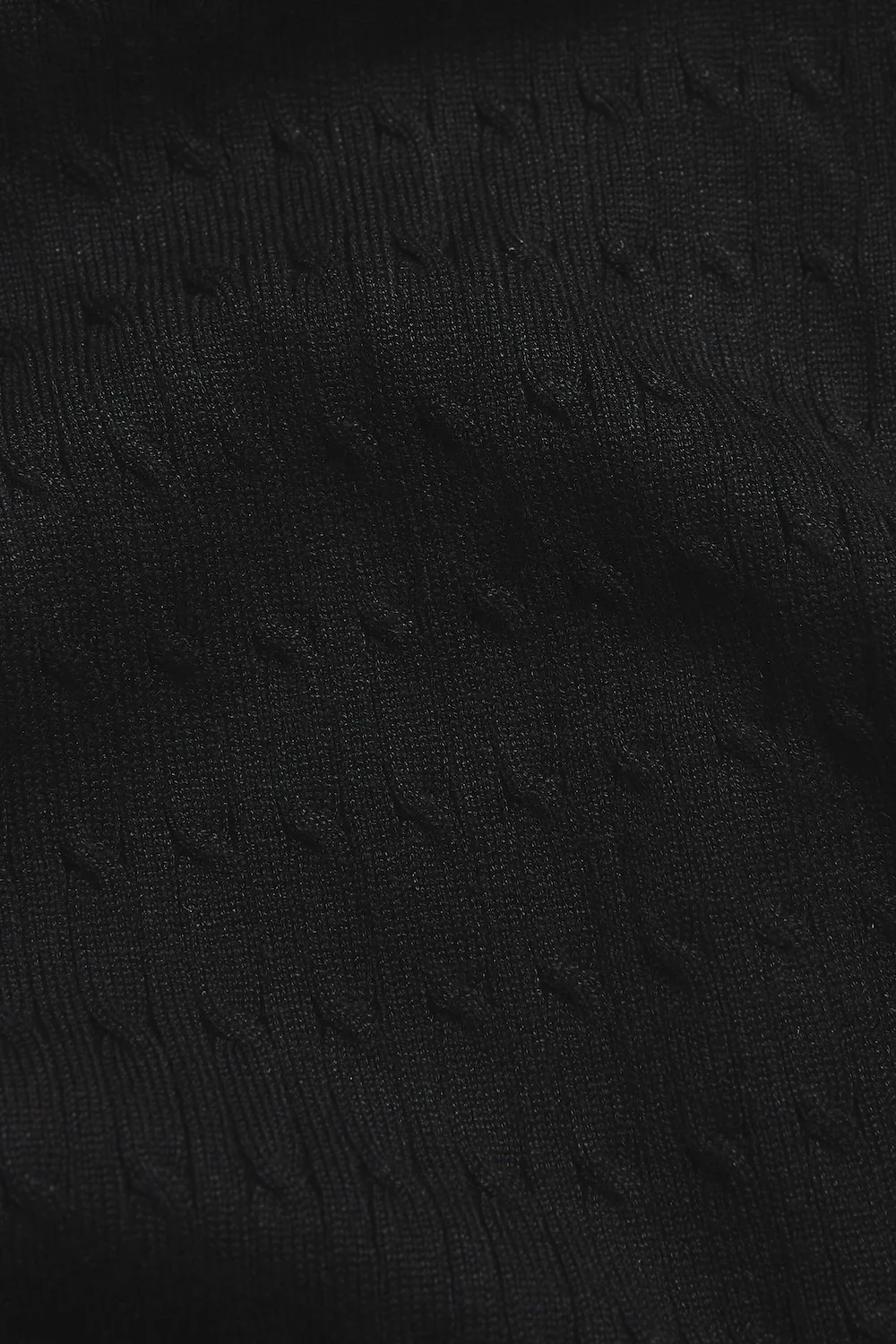 Fine Cable Knitted Polo Shirt in Black - Image 9