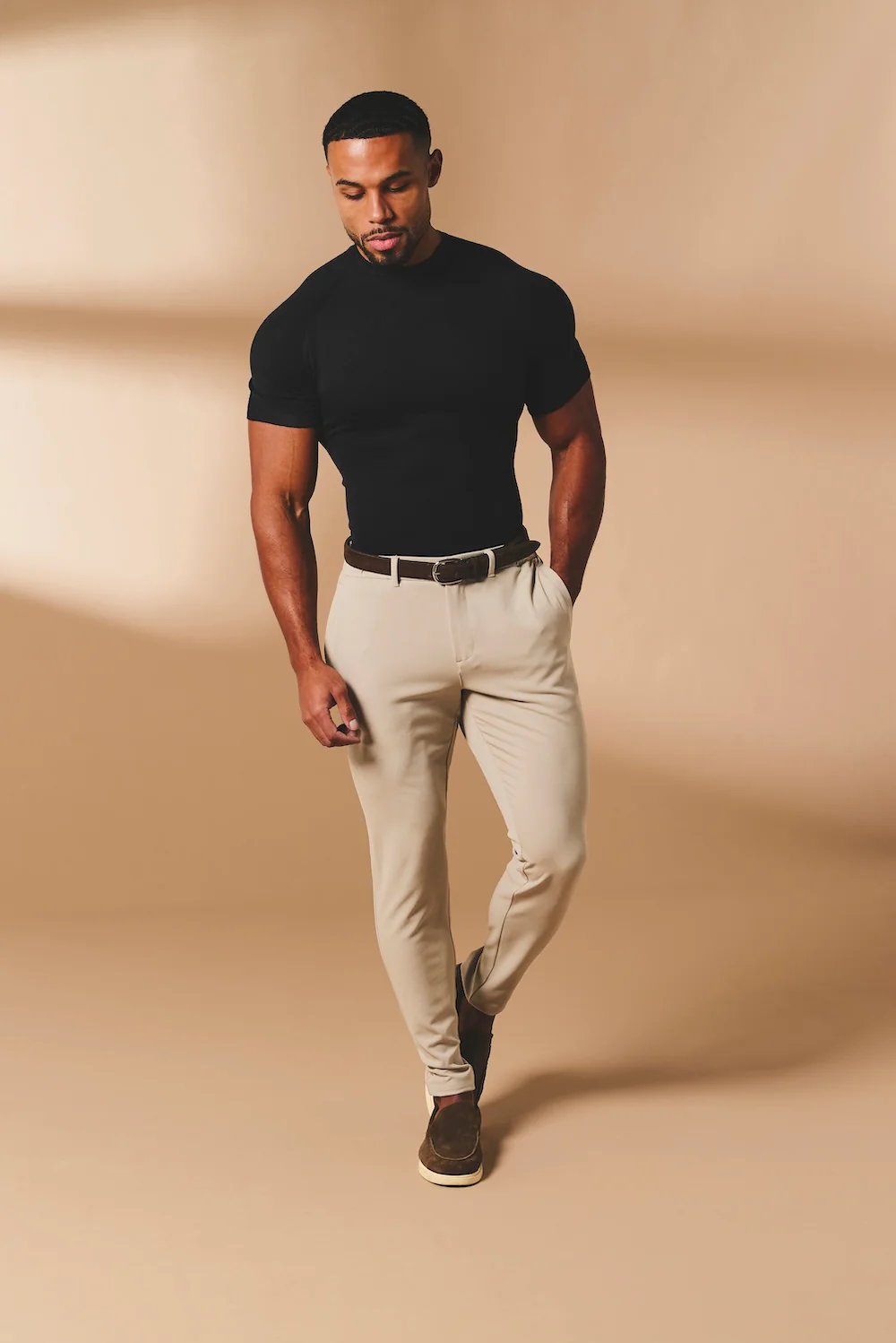 Fine Gauge Knitted T-Shirt in Black - Image 5