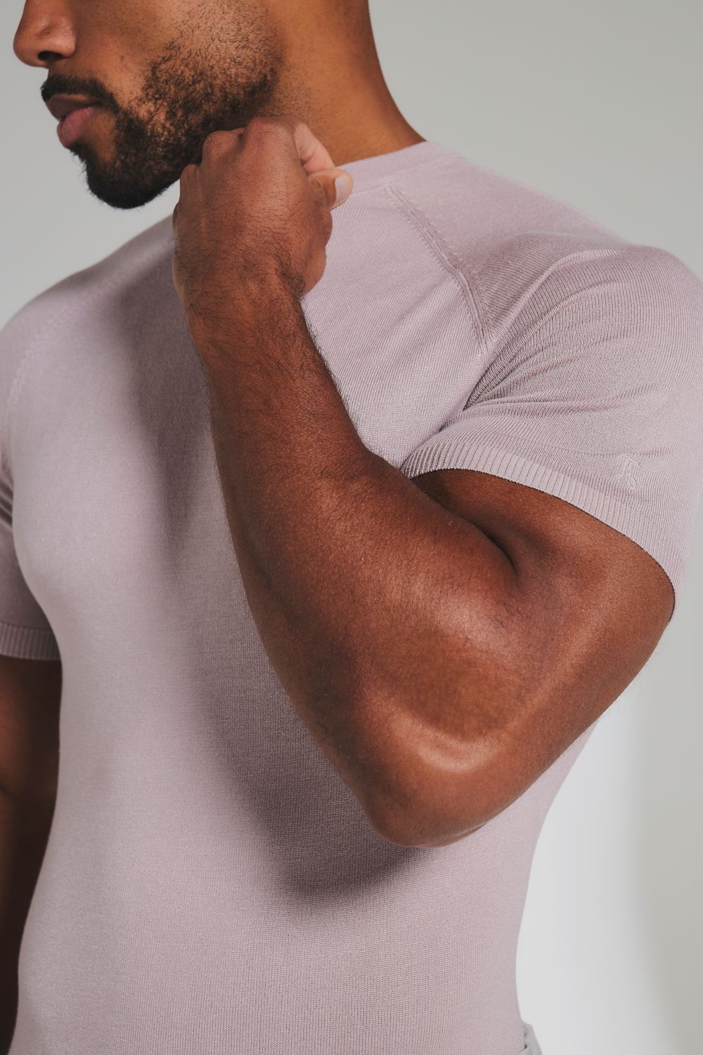 Fine Gauge Knitted T-Shirt in Dusky Pink - Image 4
