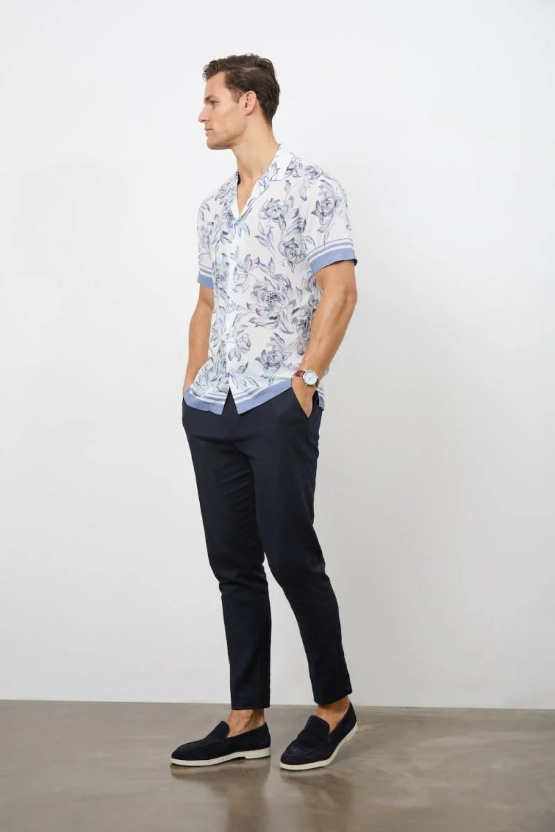 Printed Shirt in Blue Floral - Image 2