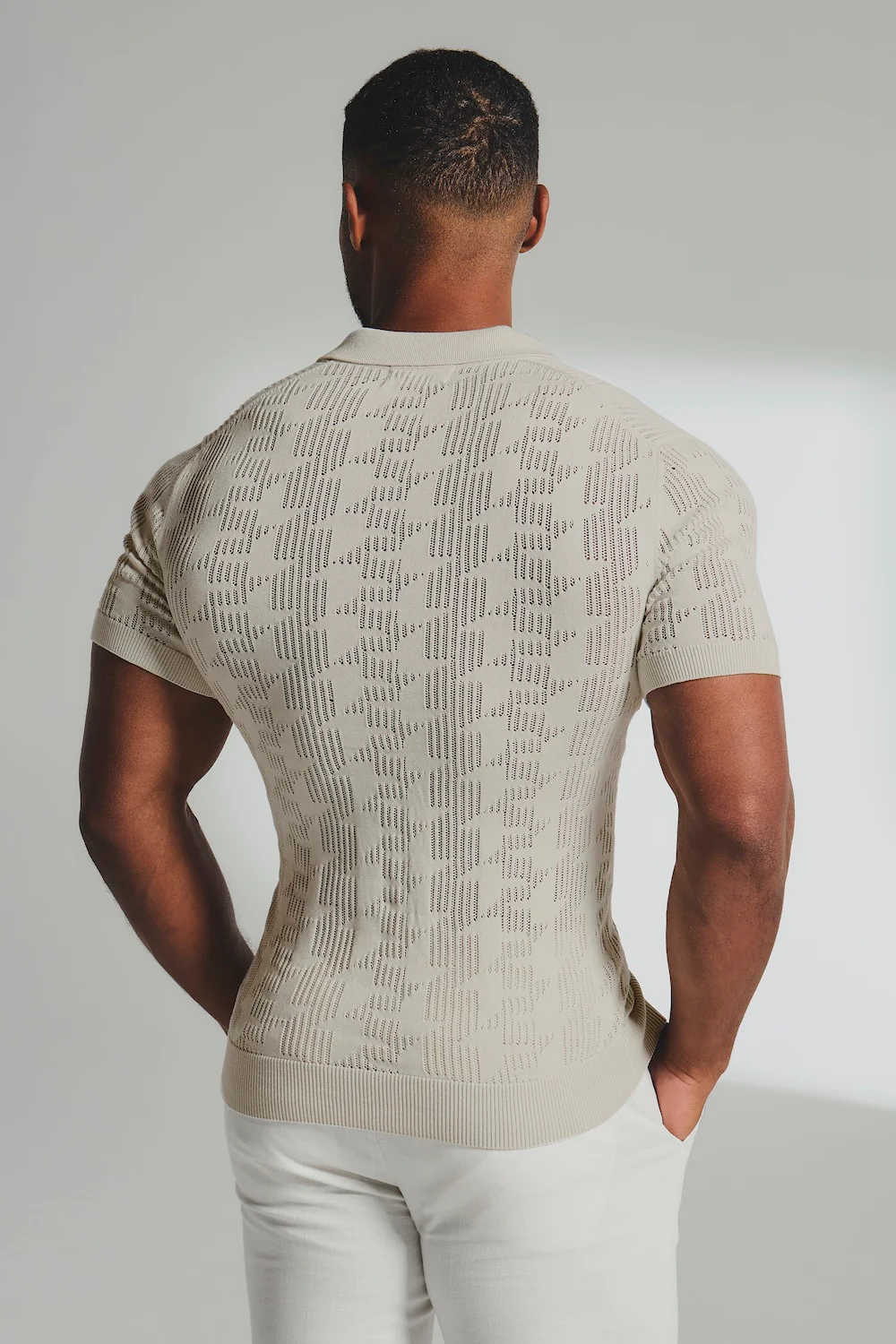 Geo Crochet Knitted Shirt in Neutral - Image 6