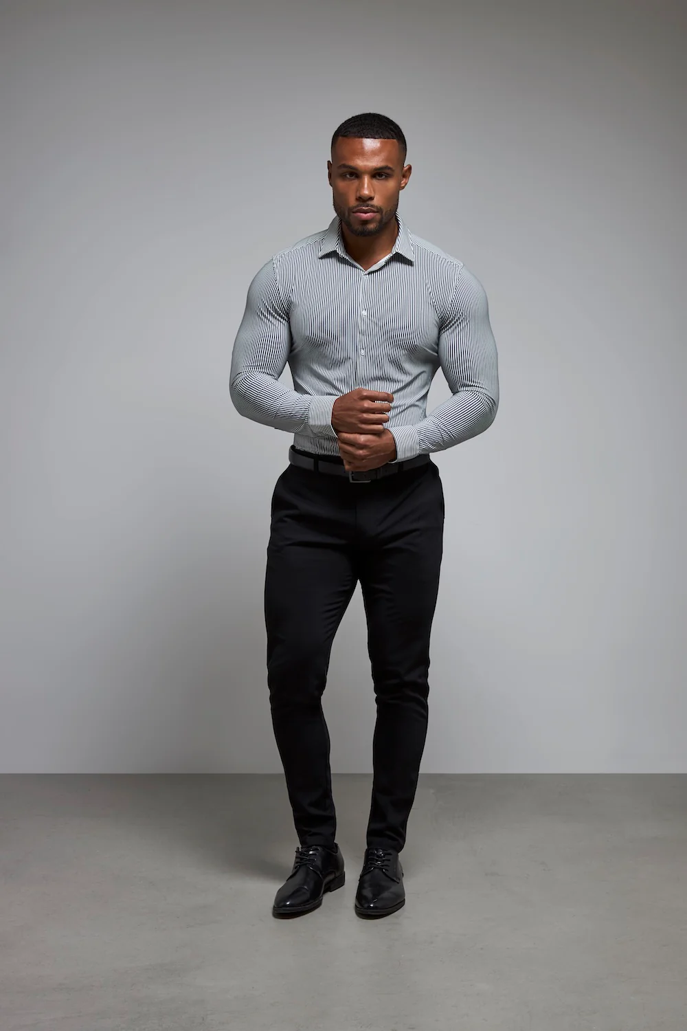Striped Stretch Formal Shirt in Grey - Image 6