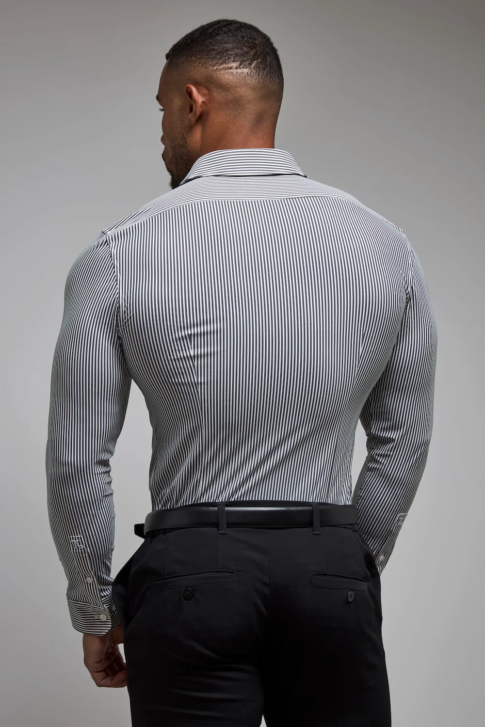Striped Stretch Formal Shirt in Grey - Image 7