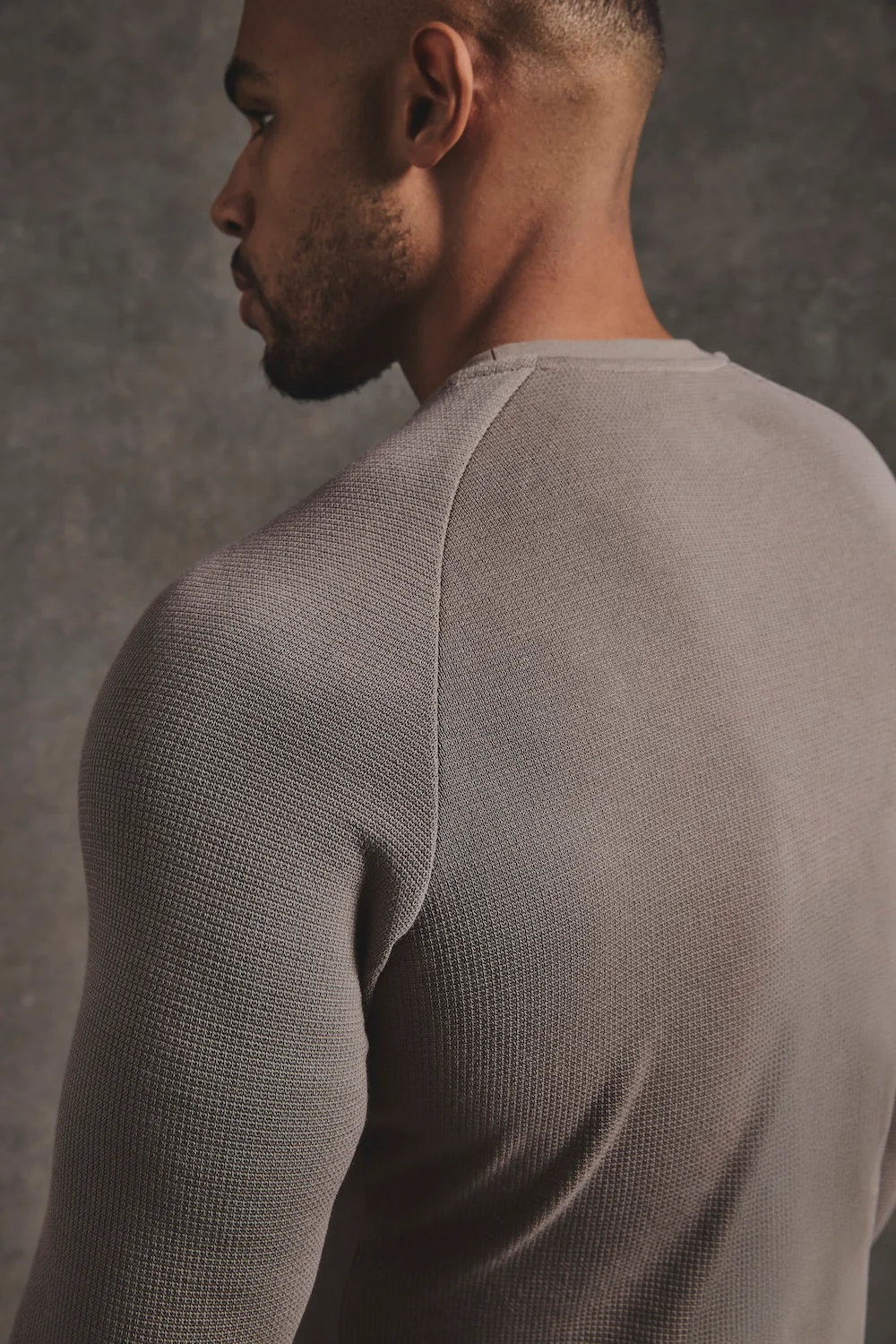 Heavy Weight Textured Crew Neck in Soft Khaki - Image 6